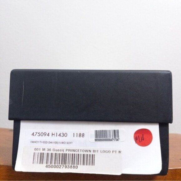 NIB Gucci Princetown Bit Logo Loafer 36 Fancy Tweed Damier Black Pink Mule Slide - Picture 4 of 14